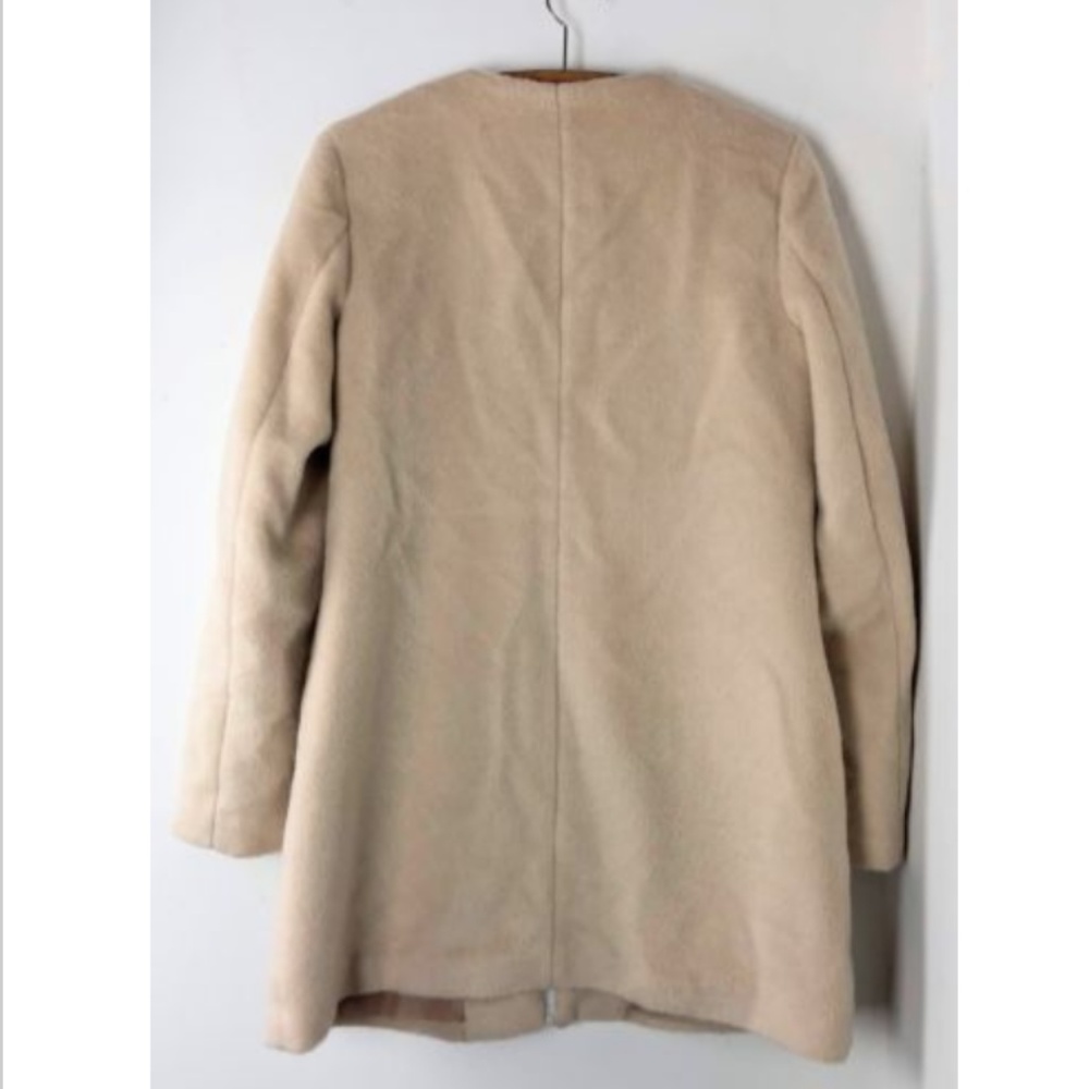Tulle Zip-Up Peacoat Jacket Cream Ivory Faux Fur - Picture 4 of 5